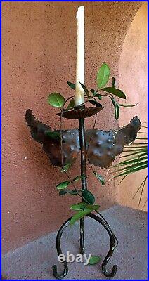 Wrought Iron Candle Stick Holder With Cutout Angel Wings Bohemian South West