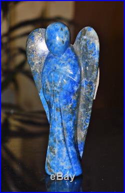 X-Large 5 125MM Angel Blue lapis Lazuli Healing Power Carved figurine Wings