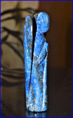 X-Large 5 125MM Angel Blue lapis Lazuli Healing Power Carved figurine Wings