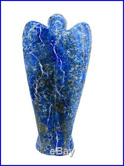 X-Large 6.5 Inches 165mm Angel Blue lapis Lazuli Stone Carved Figurine Wings