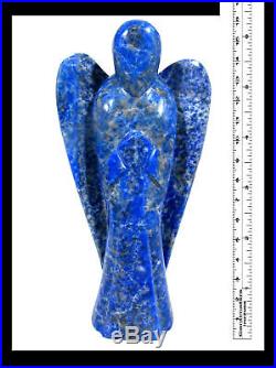 X-Large 6.5 Inches 165mm Angel Blue lapis Lazuli Stone Carved Figurine Wings