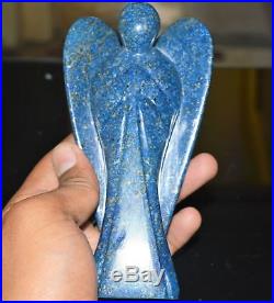 X-Large 6 Inches 155mm Angel Blue lapis Lazuli Stone Carved Figurine Wings