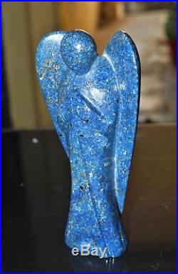X-Large 6 Inches 155mm Angel Blue lapis Lazuli Stone Carved Figurine Wings