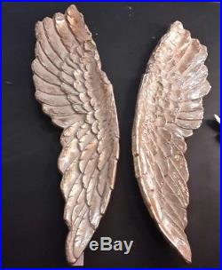 X Large Pair of Stone Effect Gilded Angel Wings Wall Hangings 102cm High
