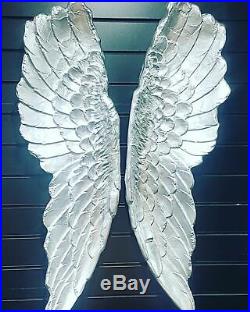 X-Large set, 105cm Silver Angel Wings, Wall Mounted Art Decor Hanging Home