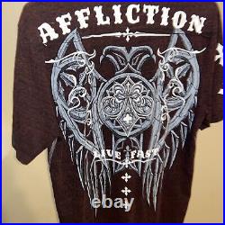 Y2K Affliction Polo front and back large Red Maroon Angel Wings