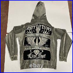 Y2K Authentic RARE Affliction Hoodie Men's L Angel Wings Distressed Thermal USA