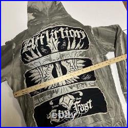 Y2K Authentic RARE Affliction Hoodie Men's L Angel Wings Distressed Thermal USA