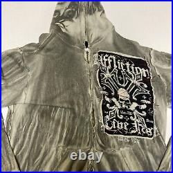 Y2K Authentic RARE Affliction Hoodie Men's L Angel Wings Distressed Thermal USA