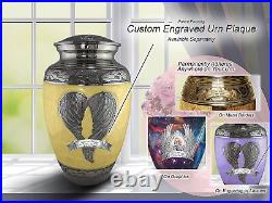 Yellow Loving Angel Urns for Human Ashes Adult Female for Funeral, Burial, or Ni