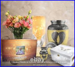 Yellow Loving Angel Urns for Human Ashes Adult Female for Funeral, Burial, or Ni