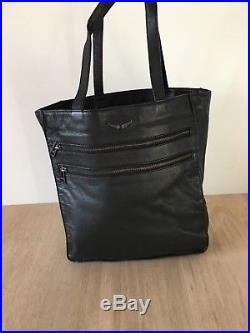 Zadig Voltaire BAG Black Leather Tote Bag Angel Wing shopping bag NWT