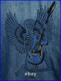 Zadig & Voltaire Paris Denim Jean Shirt Jacket Embroidery Skeleton Angel Guitar