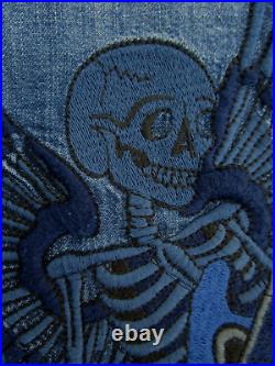 Zadig & Voltaire Paris Denim Jean Shirt Jacket Embroidery Skeleton Angel Guitar