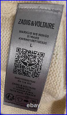 Zadig & Voltaire Women Ivory Markus Cashmere Wings Sweater Size L