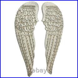 Zimlay Large Distressed White Angel Wings Wood Set Of 2 Wall Art 81480
